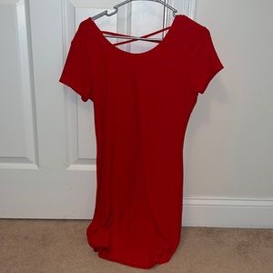 Plain red dress side large